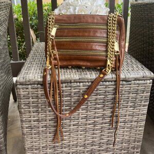 Rebecca Minkoff Moto 3 Zip Crossbody Bag in Brown